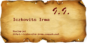 Iczkovits Irma névjegykártya