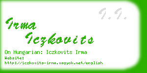 irma iczkovits business card
